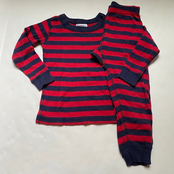 Hanna Andersson Organic Red Blue Striped Long Sleeve Pjs Pajamas - Picture 1 of 5